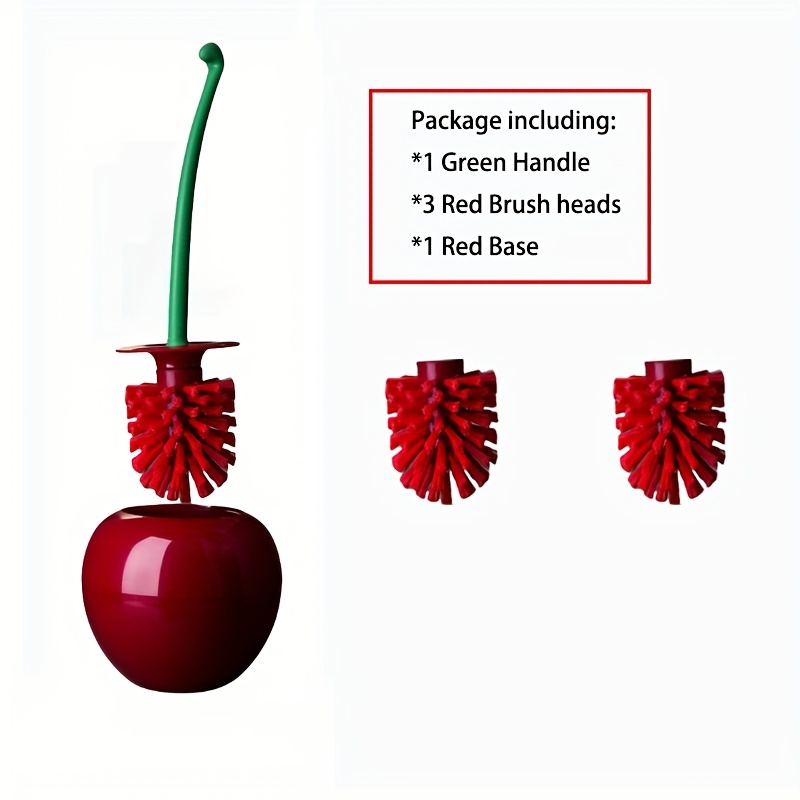 Image of Red Toilet Brush Set, Cute Long Handle Toilet Brush With Detachable Brush Head And Handle, Bathroom Cleaning Accessory For Bathroom Decoration