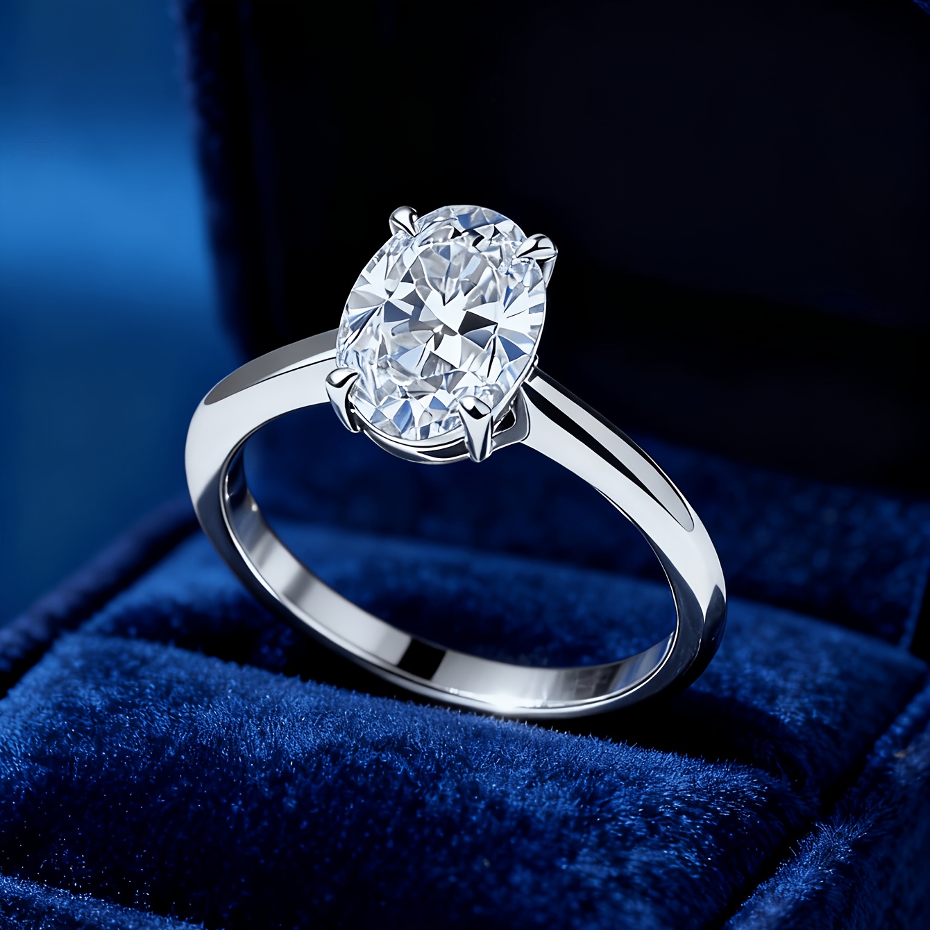 Women's 1-8 Carat Unique Egg Shaped Solitaire Engagement Ring