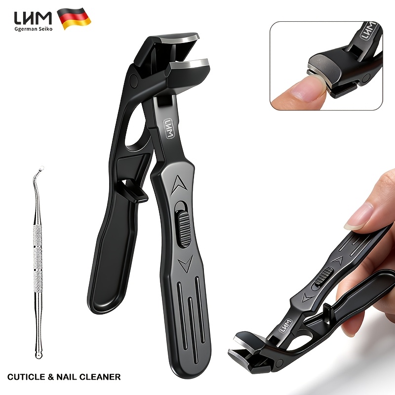 TEMU Laihemi Nail Clipper, Stainless Steel Nail Cutter, 45°angled , Large Opening Ergonomic Long Handle With Cuticle Pusher, Professional Nail Care