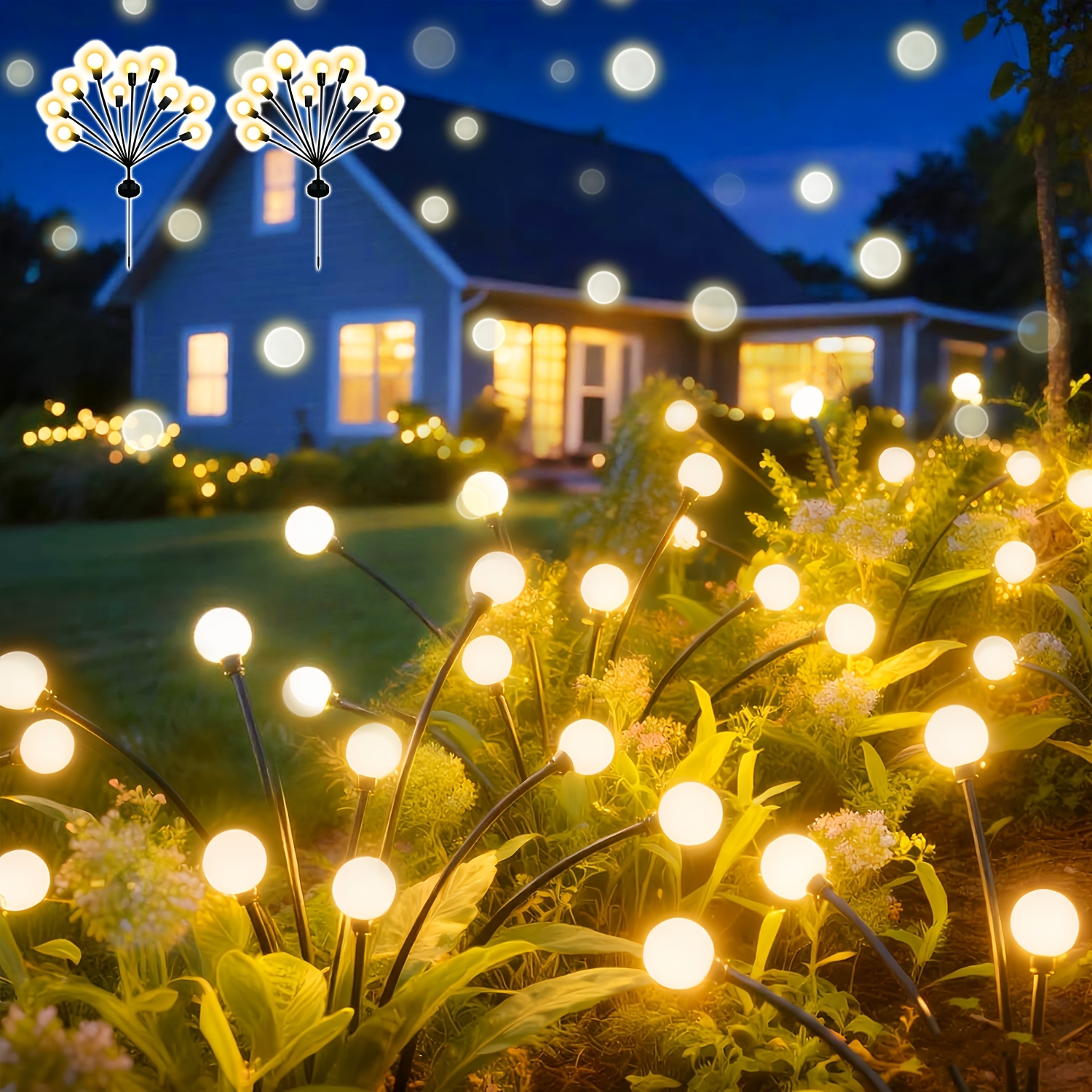 TEMU 2er-Pack, 10 LED Solar Glühwürmchen Garten Deko Lichter, Outdoor Funkelnde Feenlichter, 12- Märchenlandschaft Lichter, Geeignet für Garten, Hof,