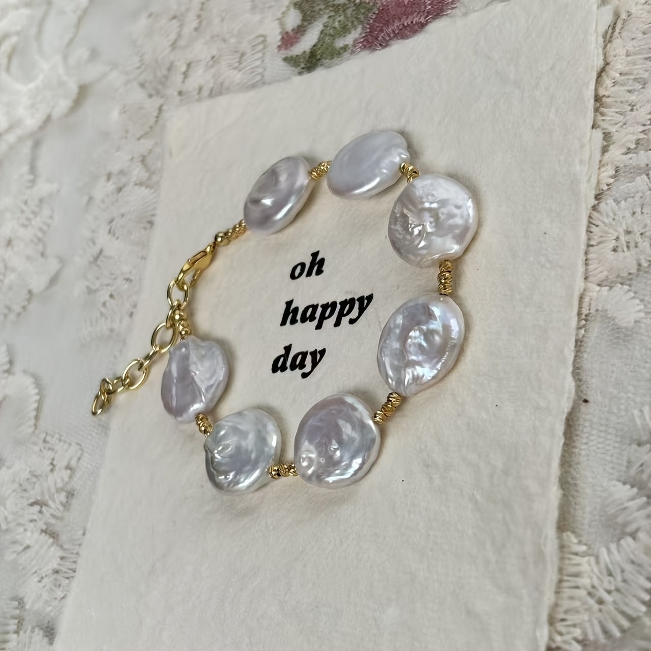 Natural Freshwater Pearls Bracelet, Large Baroque Design