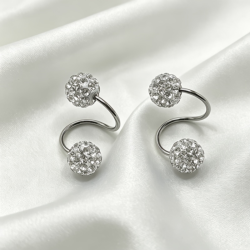 Women's 304 Stainless Steel Rhinestone Sparkly Stud Earrings
