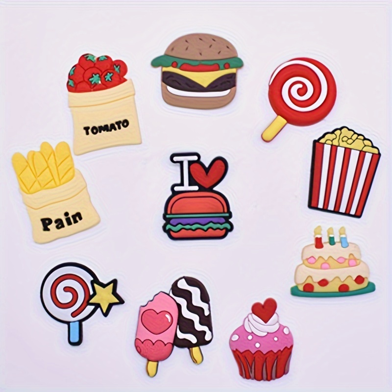 E-shop 10 Stück Cartoon-Hamburger-Kühlschrankmagnete, kreative Kühlschrankaufkleber, Abzeichen aus weichem Gummi, sehr geeignet für Küche, Büro,