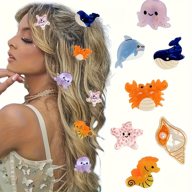 7pcs ocean animal acetate mini hair clips sweet cute sea - Temu