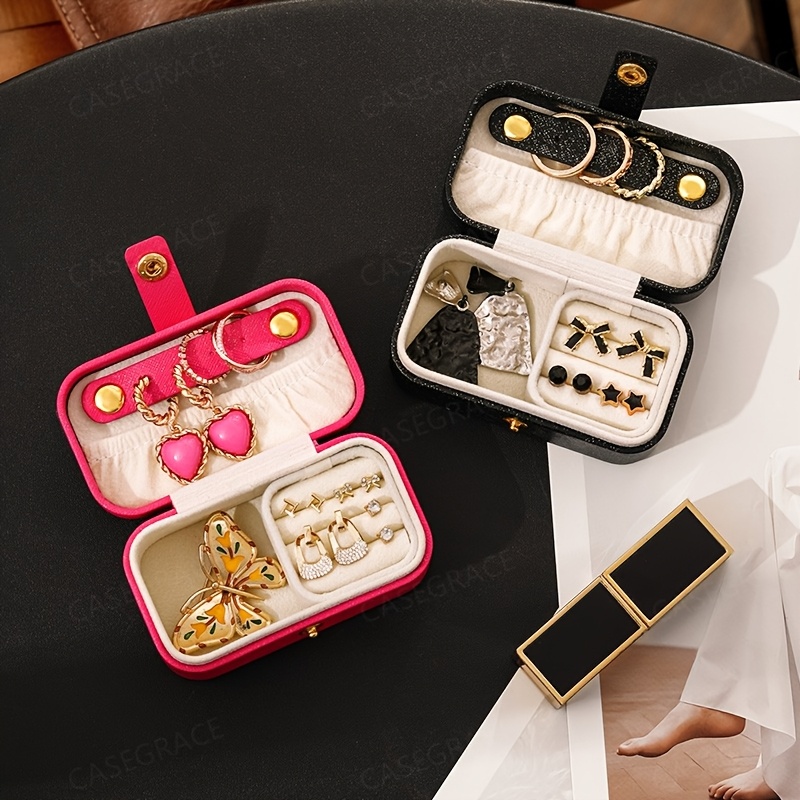 15pcs 2 in 1 mini portable jewelry box with detachable ring tray pearlescent   leather jewelry organizer for earrings necklaces rings hair clips travel jewelry case decorative jewelry box gift for her valentines day gift mothers day gift birthday present jewelry boxes Product details 7