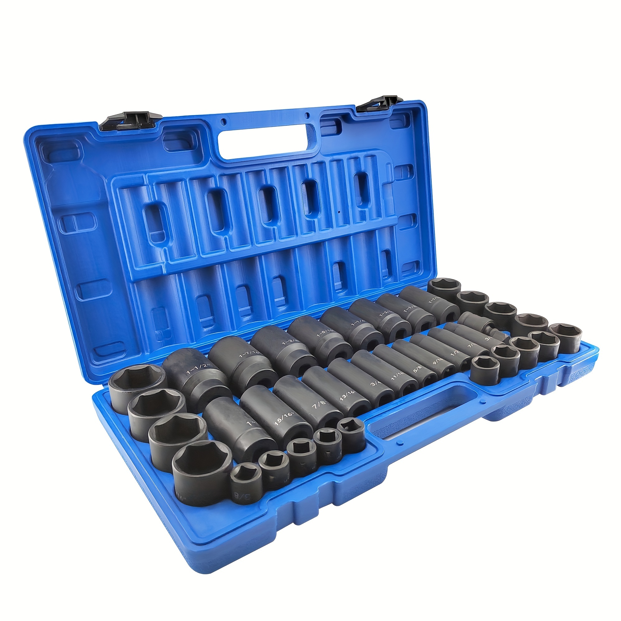 

39pcs/set Standard And Deep 1/2 Socket Set, 39-piece Set Of 1/2in Impact Pneumatic Socket Set, Socket Wrench, Industrial Tools