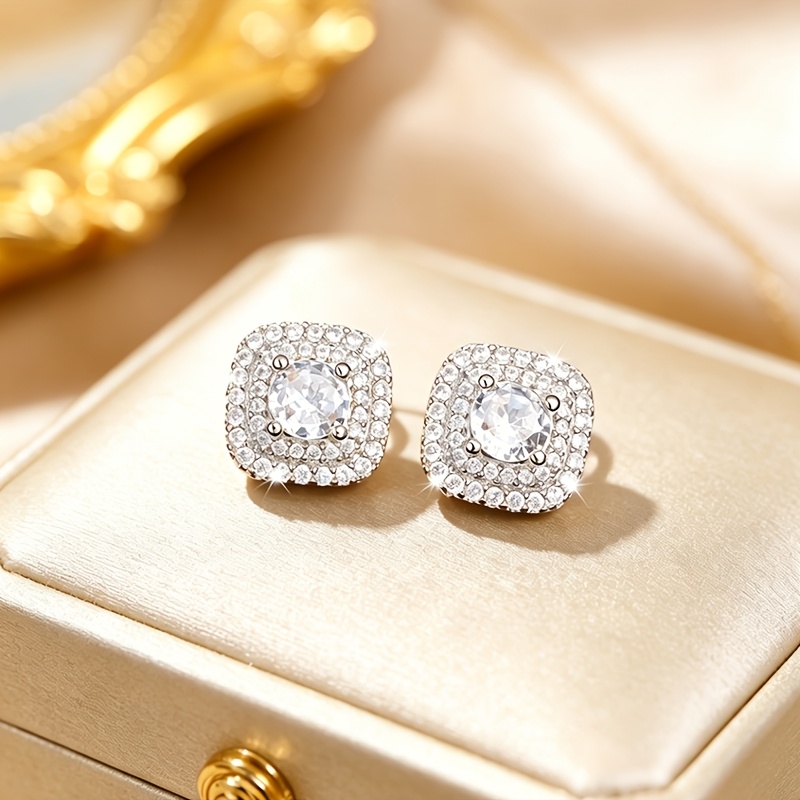 TEMU 1 di orecchini in Zirconia , orecchini a minimalisti da donna, orecchini unisex di per sposa, feste di matrimonio, per l'uso , regalo per San