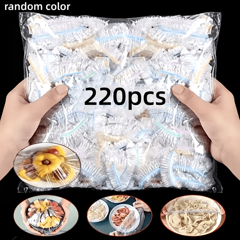 TEMU 220pcs Heavy-duty Food-grade Disposable Plastic Wrap - Blue And Red Stretch Leak-proof Dust-proof Plastic Film, Suitable For Kitchen, Parties,