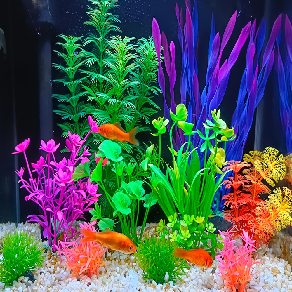 14pcs vibrant artificial aquarium plants durable pe aquascaping