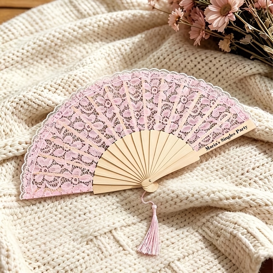 Personalized Handheld Fan with Lace Surface