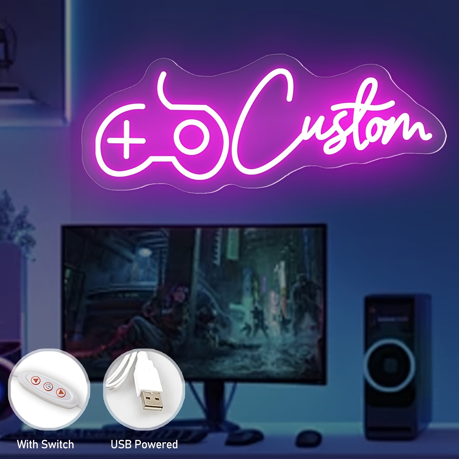 TEMU Custom Led Neon Wall Decoration - Usb Powered, Dimmable, Custom Letter Decoration Wall Installation - Bedroom, Wedding, Birthday, Game Room