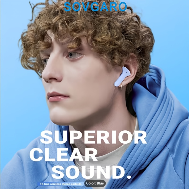 Wireless Earbuds 5.3, 24-Hour Battery Life, LED Power Display Transparent Charging Case, Cute Light Blue In-Ear Headphones, Suitable for Women And Girls, Ideal for Sports, Travel, And More, Compatible with Iphone And Android Devices