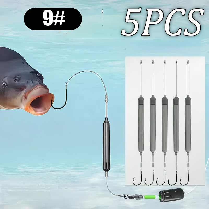 E-shop 5-teiliges Angelhaken-Set mit Schwimmködern, super scharf durchschlagskräftig, geeignet für Süß- Salzwasser, korrosionsbeständig