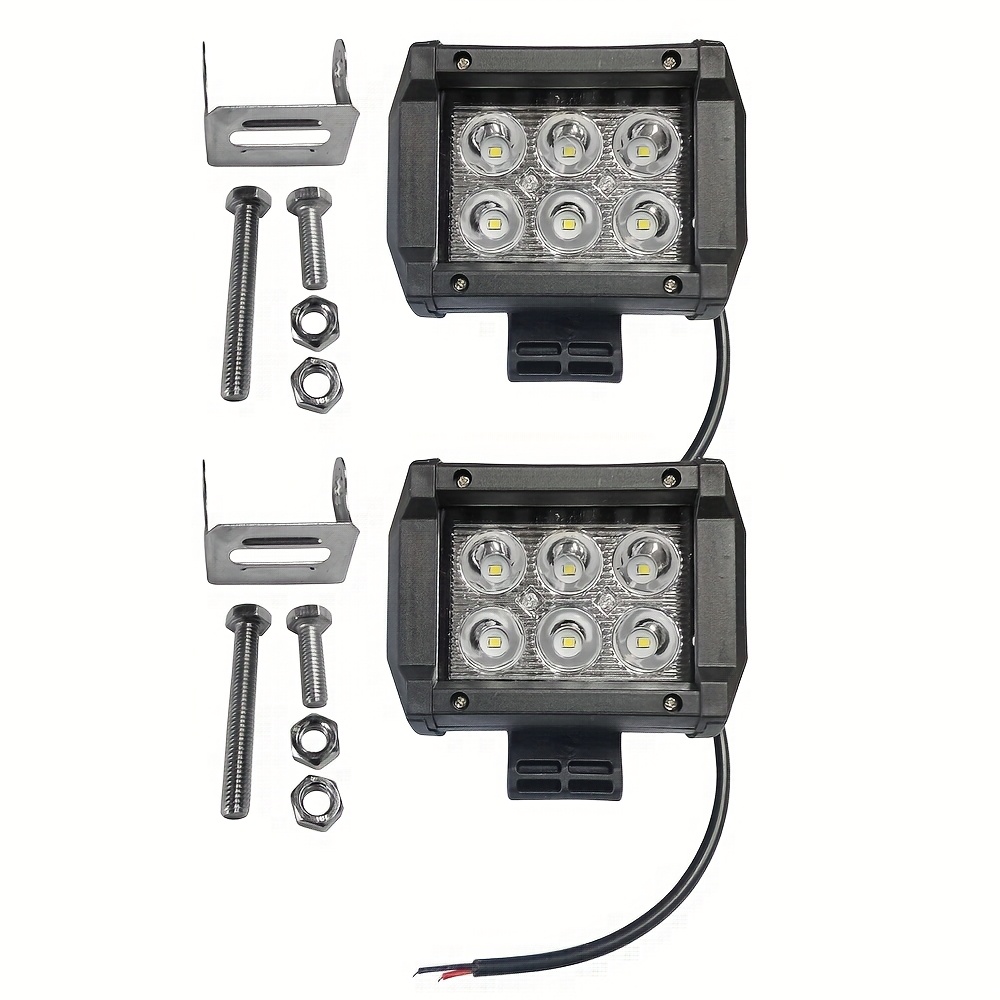 TEMU 2pcs 18w 4" Led Work Light -24v- Flood Beam For Suv Atv, Battery Not Included