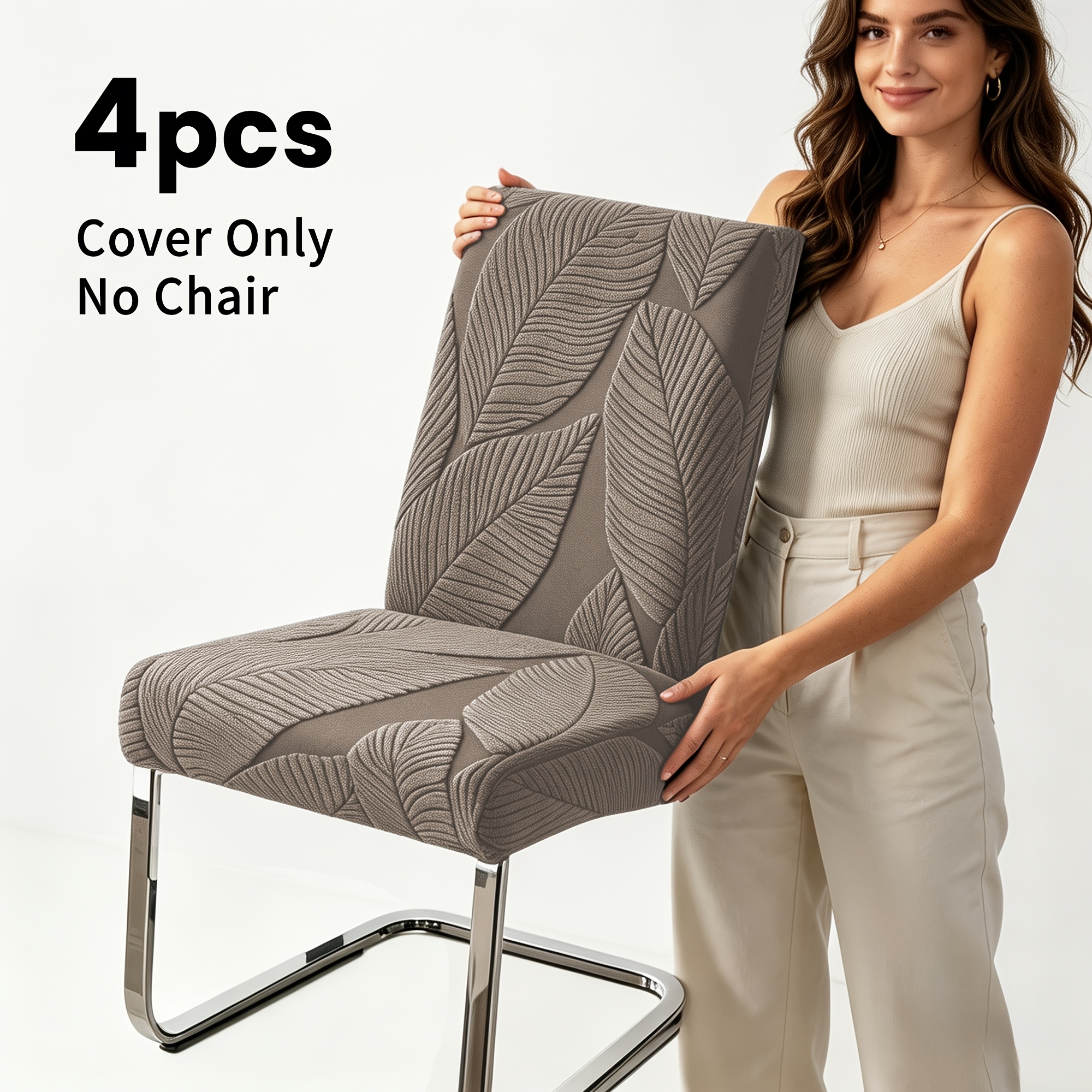 TEMU 4pcs/6pcs Stretch Dining Chair Covers Floral Jacquard Elastic -fit Suitable For Home, Hotel, Banquet Chairs - Machine Washable -piece Elastic