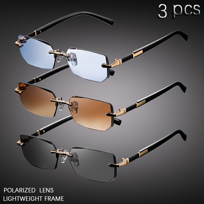 

Lot de 3 Lunettes à Monture Rectangulaire Cadre Cool pour Hommes, pour Décontractées, École, Sports en , Fête, Vacances, Conduite, Pêche, Accessoires Photo