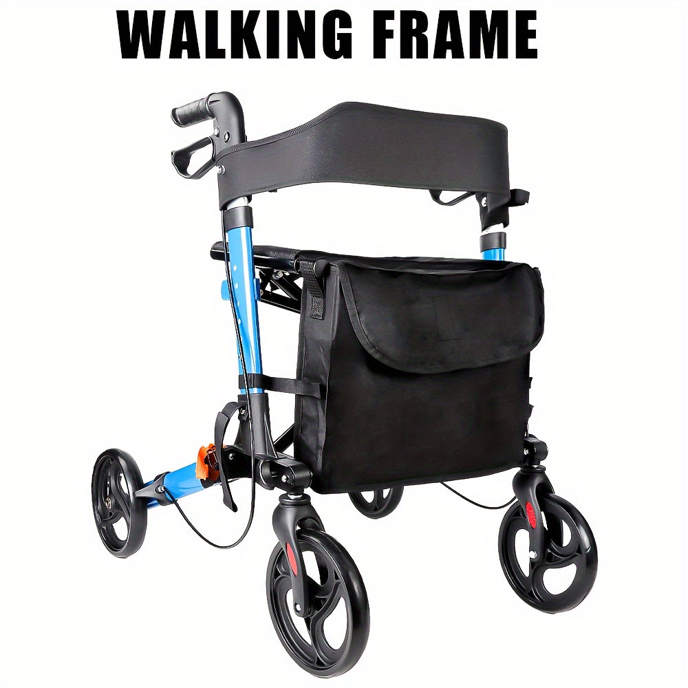 Folding Rollator Walker Aluminium Walking Frame Mobility Aid Lightweight 4 Wheels
