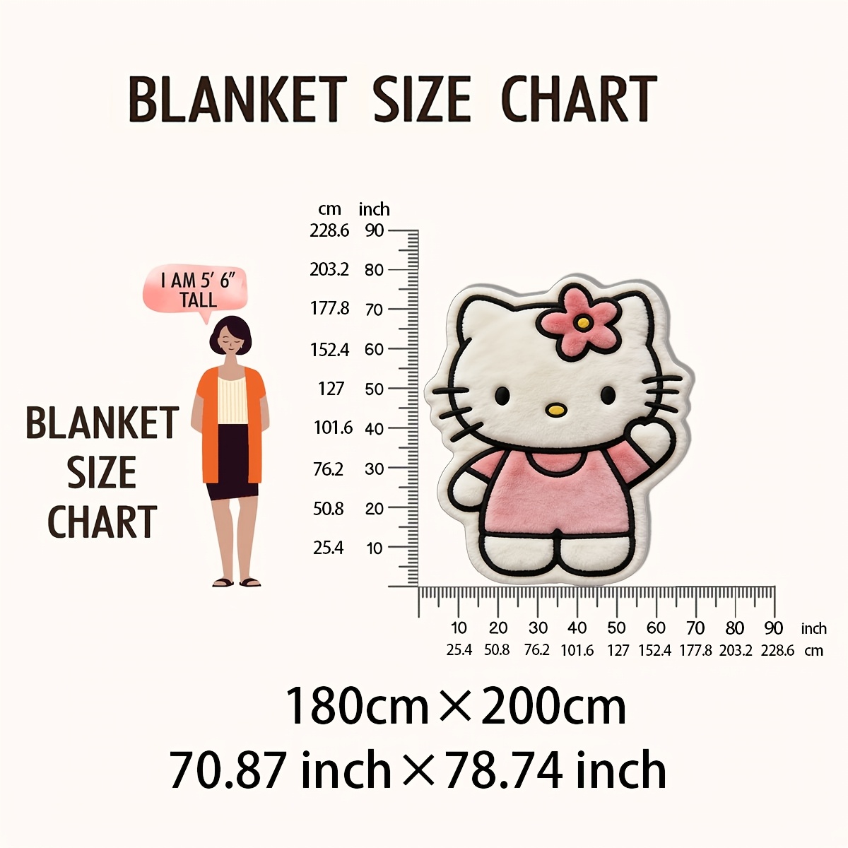 Hello Kitty Irregular Plush Blanket with Fun Character Print