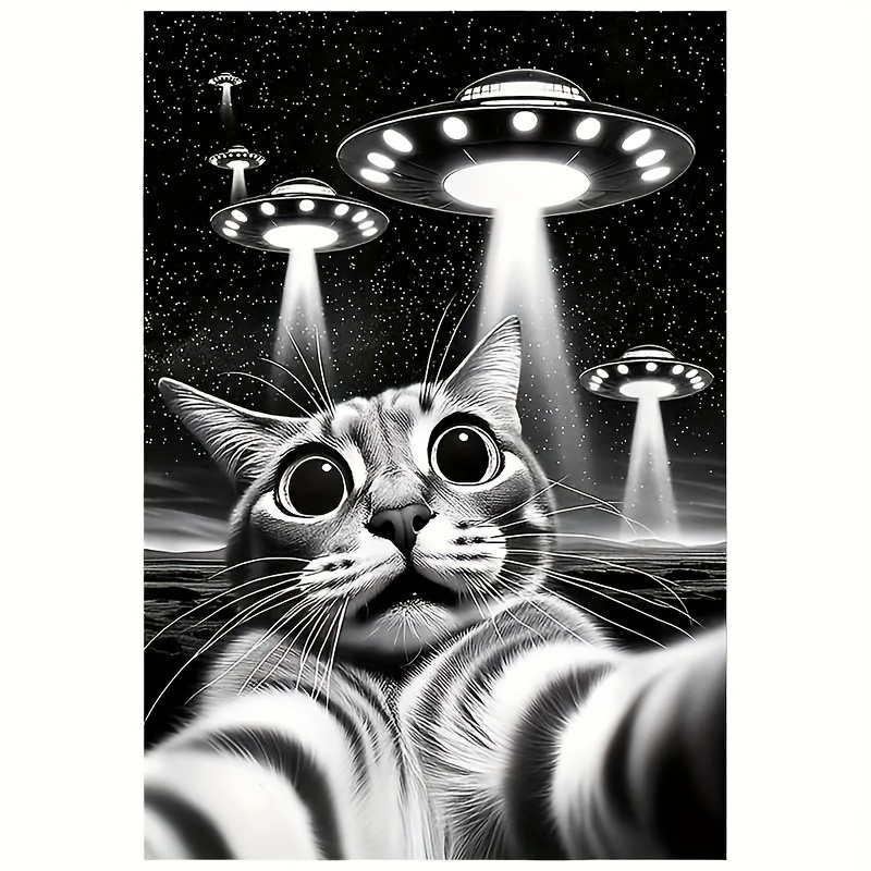 

1pc Applique Cat Ufo Patch Suitable For T-shirts, Sweatshirts, Hoodies Stickers