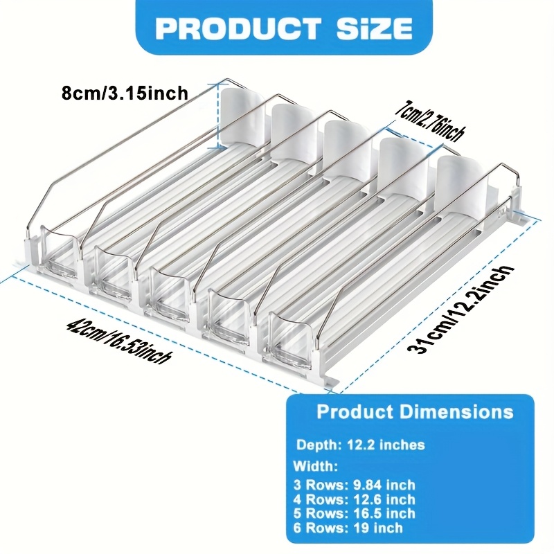 TEMU Boîte de rangement pour boissons de réfrigérateur, organisateur de canettes pour , distributeur de canettes de soda à auto-poussée,