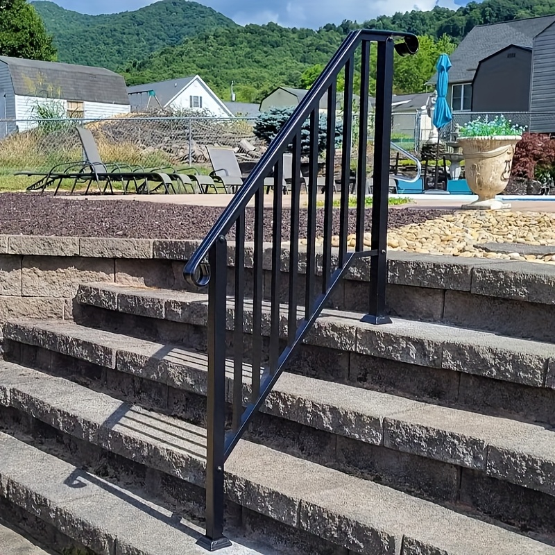 

Cast Iron Outdoor Handrail - 1/2/, Rust-resistant & Wrought Iron Construction, 114cm Height, 59cm Full Length, Patio, Garden, Or Porch Stairs