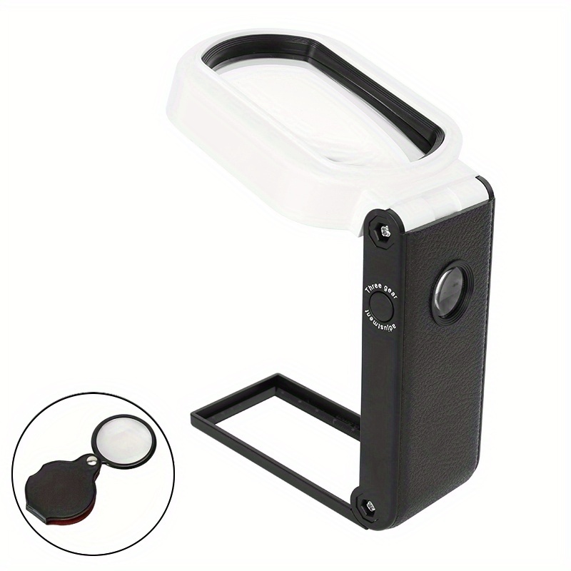 Desktop Magnifying Glass+ Mini Folding Magnifier Set (2-pack), Foldable & Desktop Magnifier 10x 25x Magnifying Tool Handheld Magnifying Glass With Led Light For Reading(batteries Not Included)