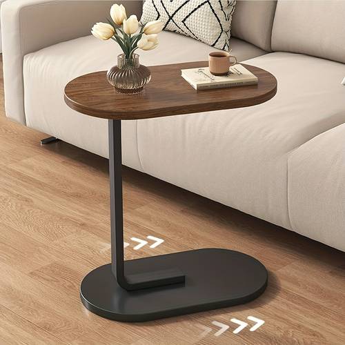 space saving c shaped side table heavy duty cast iron construction compact modern end table for living room bedroom home office laptop desk coffee table sofa side table easy console table for living room mobile tabletop apartment essentials