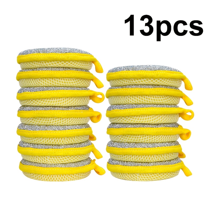 TEMU 13pcs Double-sided Dual-effect Cleaning Sponges Cloths, Dishwashing Scouring Pads Suitable For Kitchen Cleaning, Wiping Utensils, Pots, Stoves,