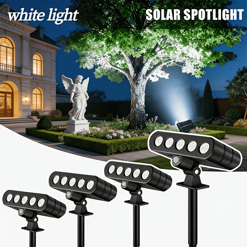 TEMU 6/4pcs Outdoor Waterproof Solar Lamp, Outdoor Landscape Spotlight, Outdoor Lighting, Human Body Sensing Plus Ip44 Waterproof, 3 Working ,
