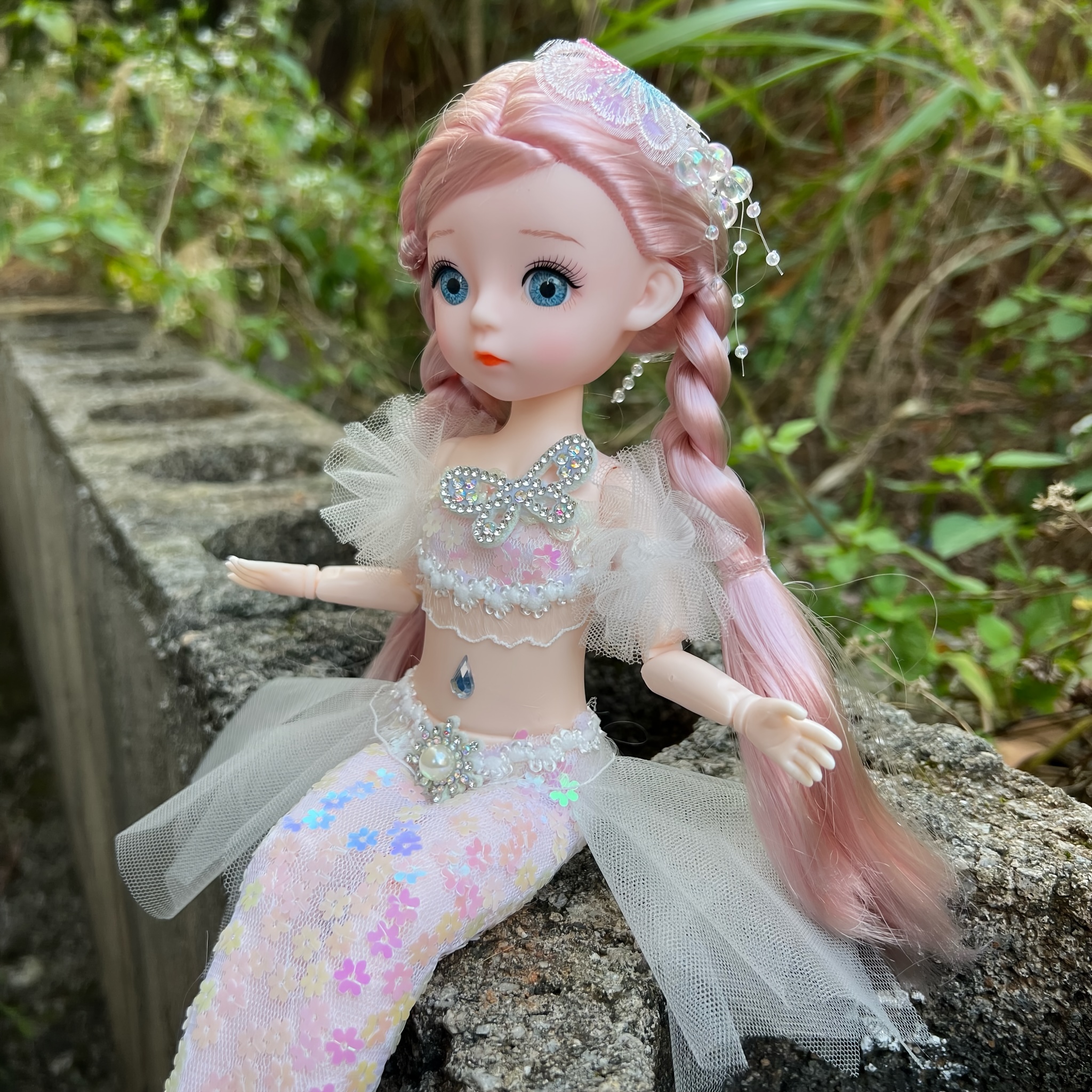 Mermaid Doll Girl Toy Blue Eyed Children's Princess Doll - Temu United  Kingdom