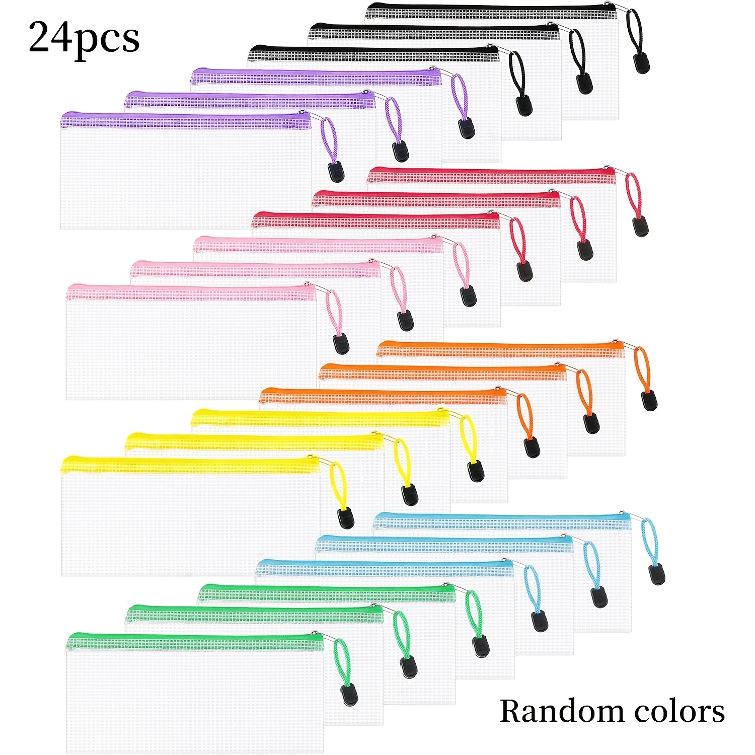 TEMU Lot de 24 pochettes à fermeture éclair en , organisateur de reçus de format , sacs transparents pour documents pour , , les et le rangement