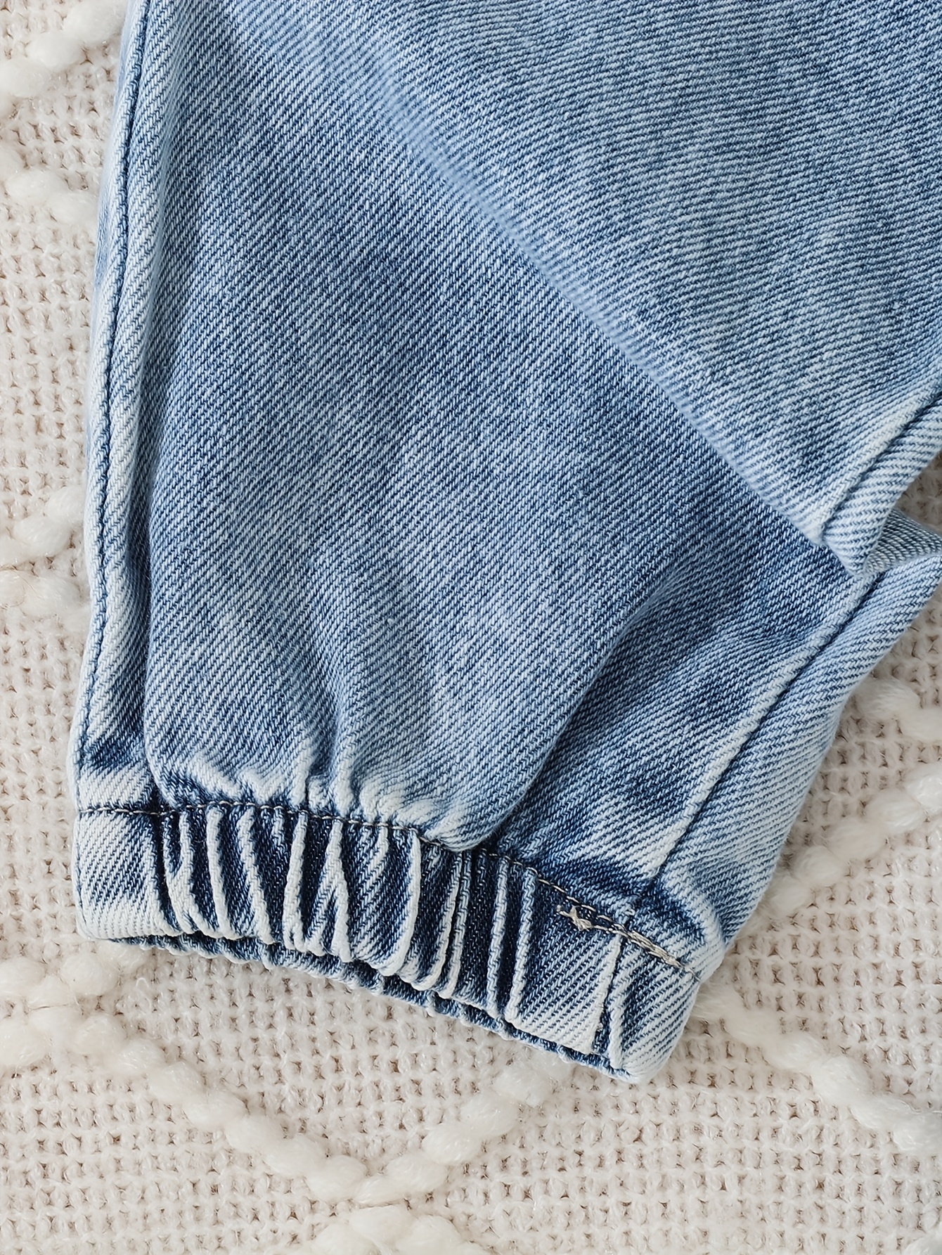 2pcs winter outfit set   patch sweater fringe hem jeans with elastic waist brown bear pocket pants machine washable clothes autumn winter casual playwear   outdoor Product details 10