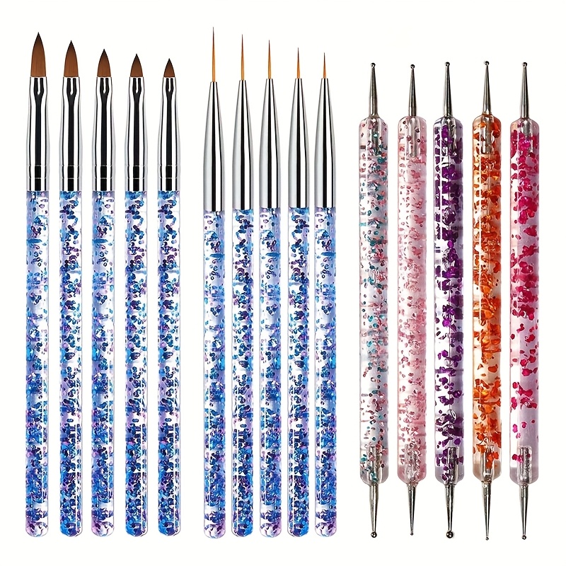 TEMU 15pcs Nail Art Brush Set Gel Nail Polish Brush Painting Engraving Pen Nail Art Diy Design Tool Kit