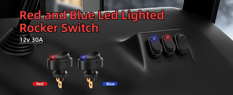 conjunto de 8 interruptores basculantes led para barcos  , 12v    , punto   y  , resistente,   de instalar, diseño elegante, para coche, barco, marina, electrodomésticos, voltaje   de 36v, cuerpo de plástico, suministro de energía cableado detalles 0
