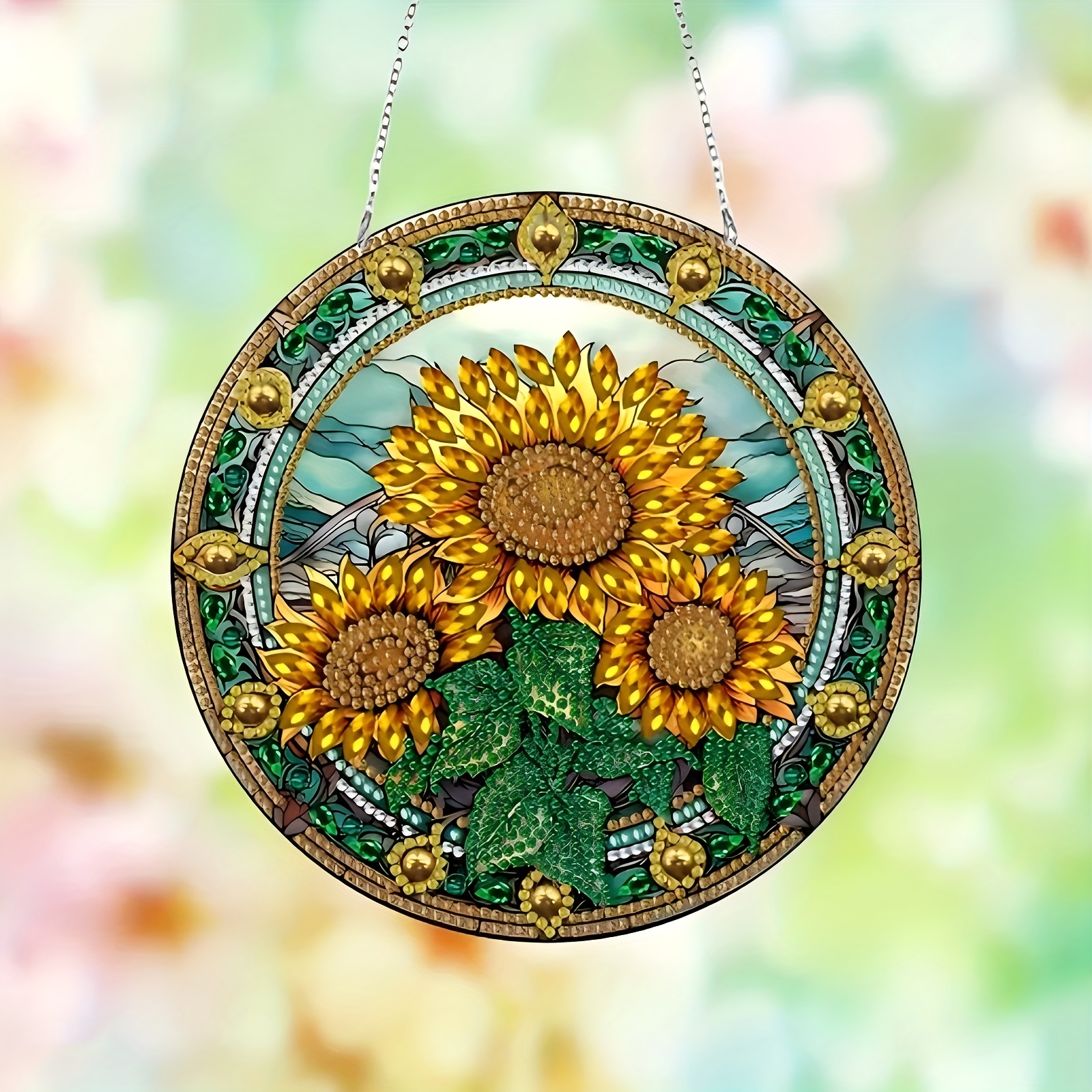 

1pc Sunflower Wooden Pendant Kit - Round Floral Diy Craft Set With Special , Handmade Decor, Ideal For Beginners, Perfect Birthday Or Holiday Gift