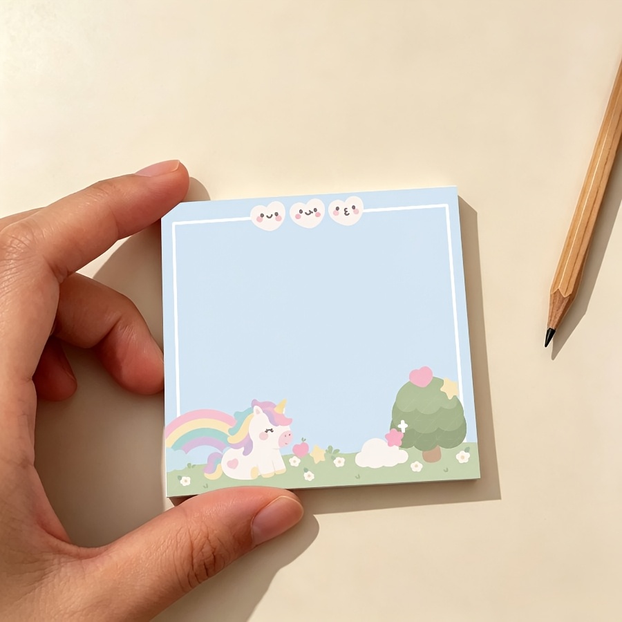 Cute Unicorn Rainbow Memo Pad with Cloud Design