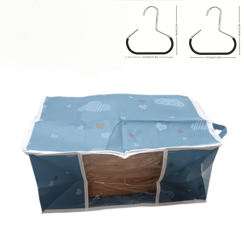 TEMU 3pcs Set/multi-functional Foldable Storage Bag With 2 Hat Hooks, Handle Included, Large Capacity Organizer Bag, Suitable For Blankets, Bedding,