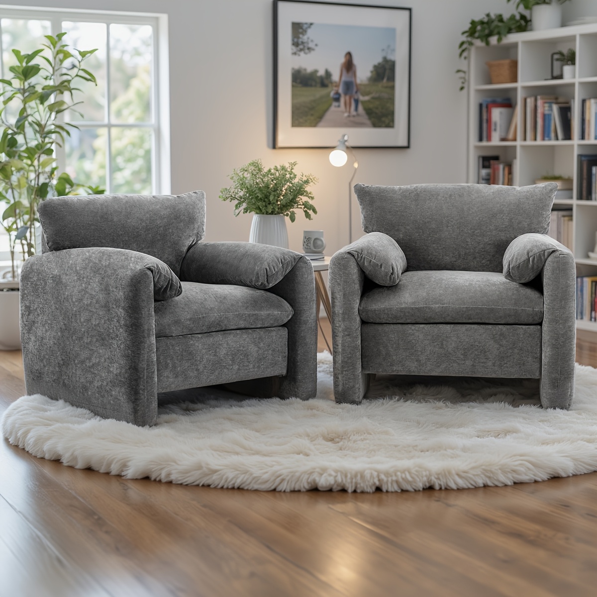 1pc/2pcs Chenille Oversized Armchair-Modern Large Chair Single Sofa  Lounge, 34'' Wide, Comfortable Seating for Living Room Bedroom, Couch For  Li