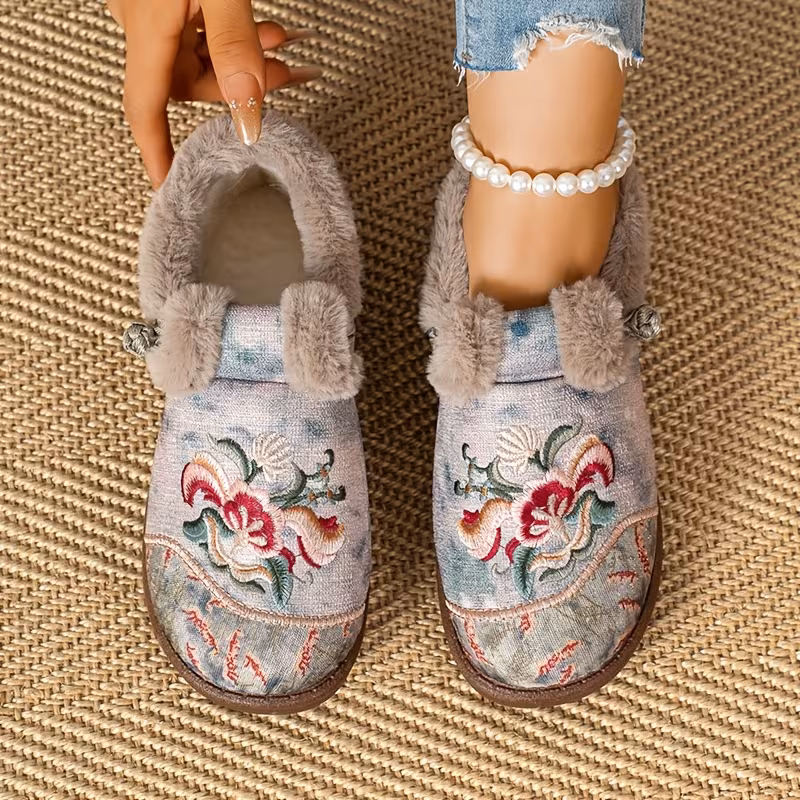 thick warm womens ankle boots soft velvet lining wrapping ankle beige friendly and comfortable new elegant and comfortable womens shoes multiple colors ink blue ink green for winter slip for easy Product details 3