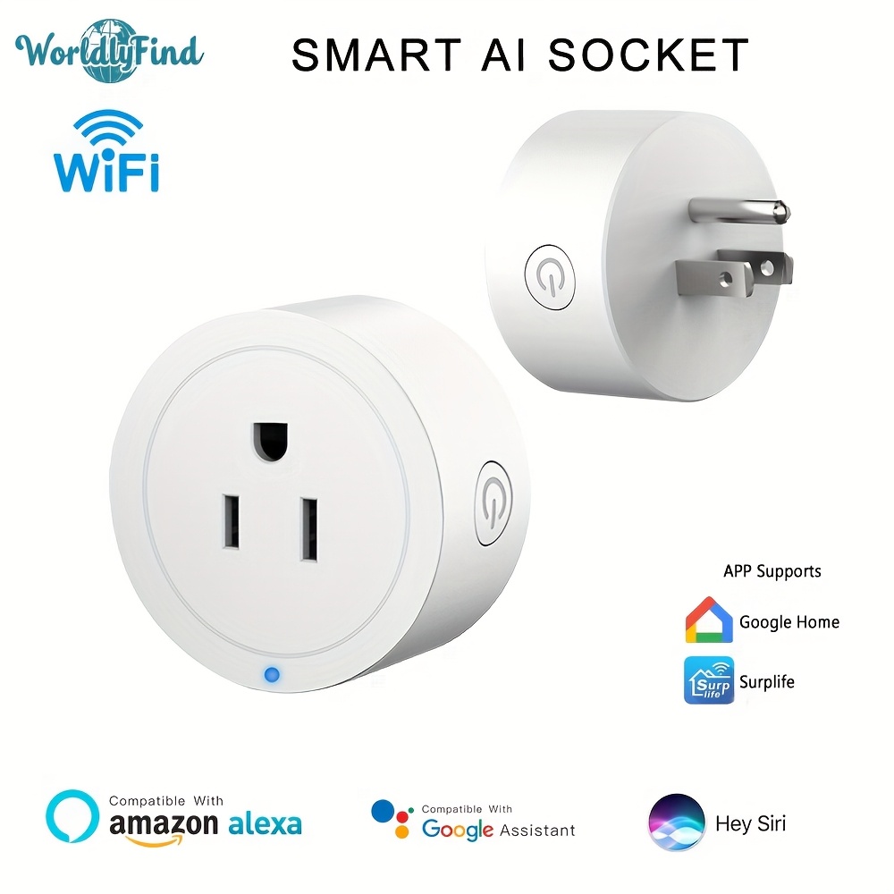 enchufe inteligente con ia | compatible con alexa, wi-fi y inalámbrico, enchufe us, control por voz, funciones de temporización, no, 110v/220v