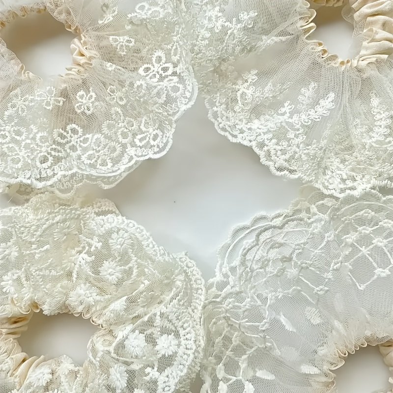 4pcs white lace daisy clover vine hair rings floral leaf  display picture 1