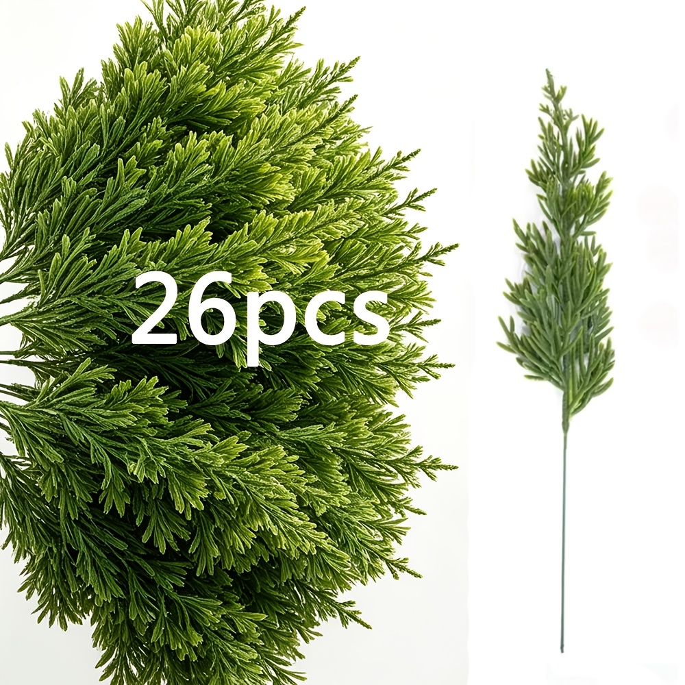 TEMU 26pcs Christmas Artificial Needles, Christmas Flowers Artificial Pine Branches For Wreath Crafts Christmas Tree, Christmas Tree Decor, Outdoor