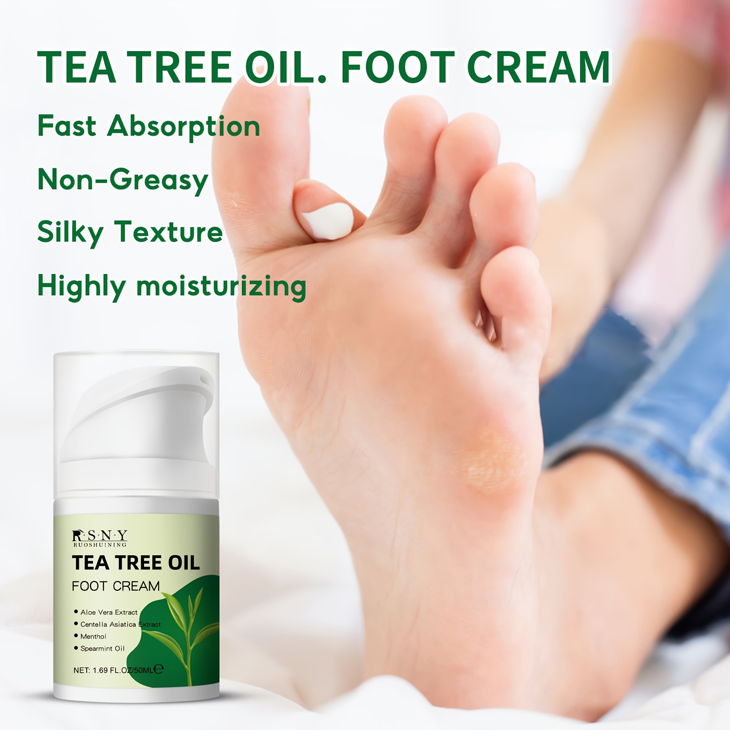 Tea Tree Oil Foot Cream 1.69oz - Alcohol Free Moisturizing Formula With 