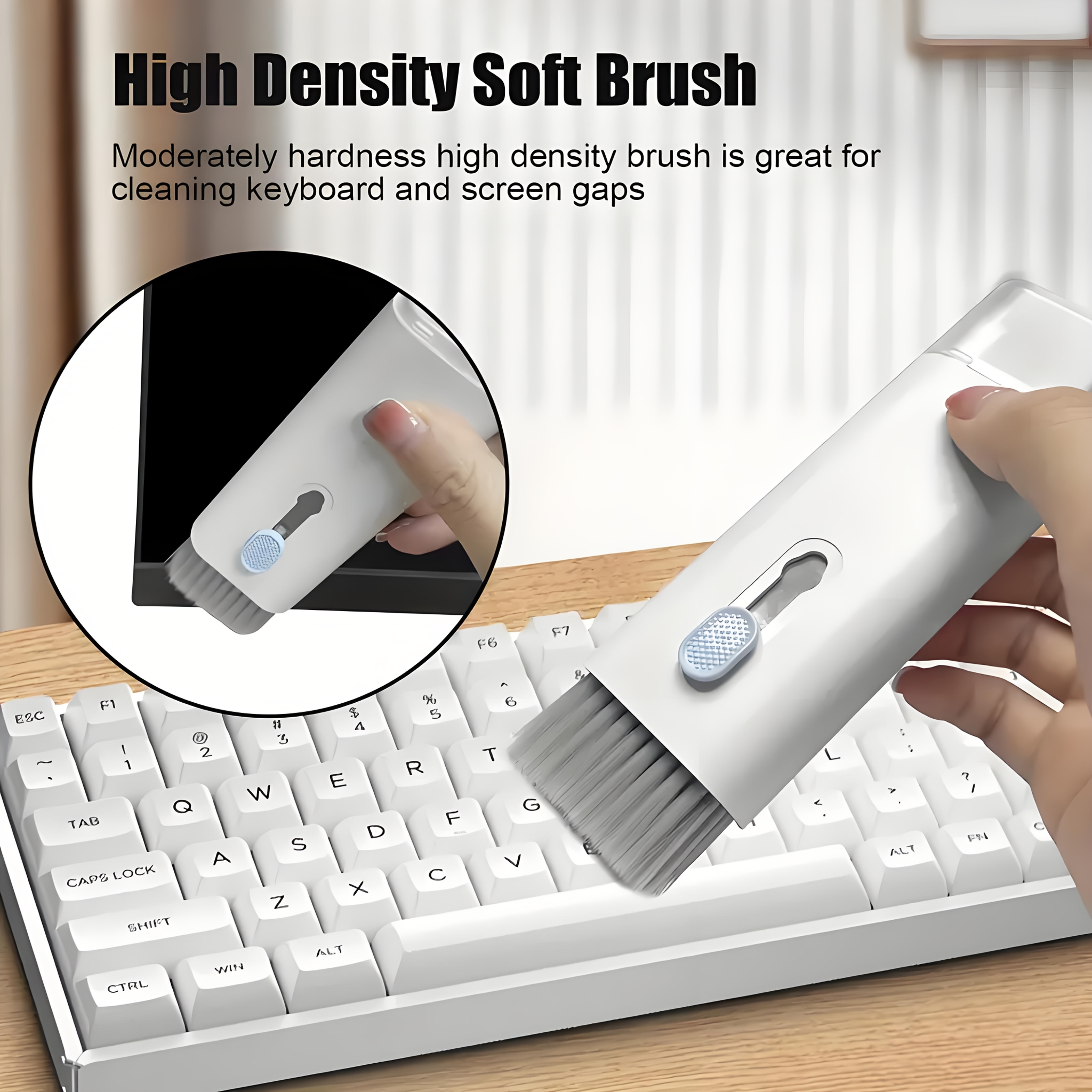 1 set 7 in 1 multifunctional keyboard cleaning brush kit with keycap remover portable dust removal tool for laptops headsets and phones soft bristle brush ergonomic handle ideal for home and office use     clean and device shiny desktop cleaning multifunctional cleaning plastic brushes 3
