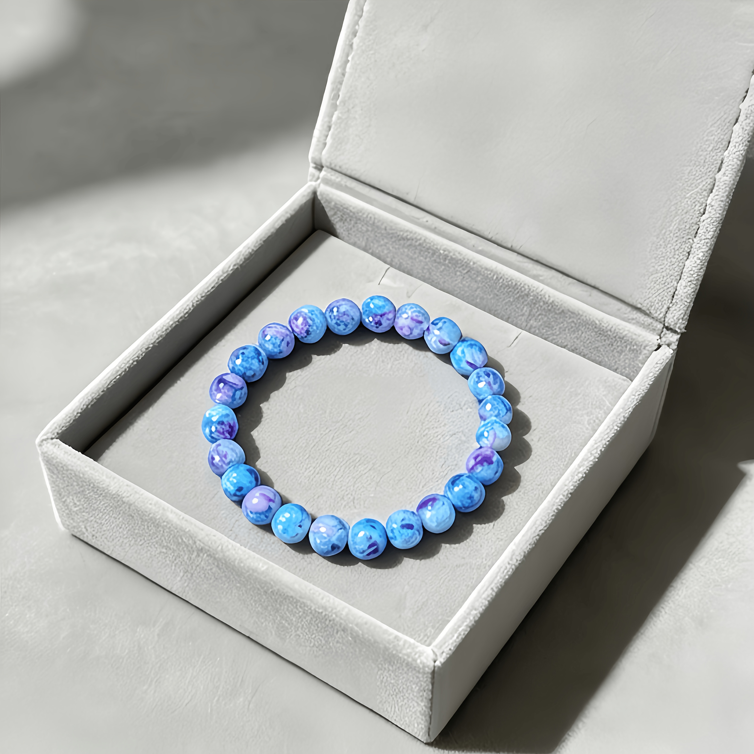 Unique Blue-Purple Gradient Bead Necklace, Minimalist Design