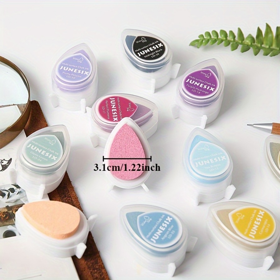 15pcs Assorted Color Droplet Pigment Sticky Matte Ink Pads