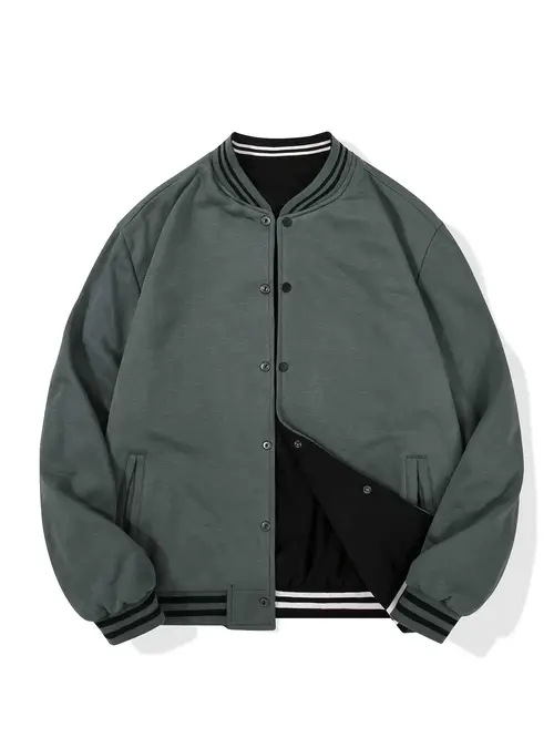 mens reversible jacket lightweight casual windbreaker jackets college varsity jackets baseball jacket button closure