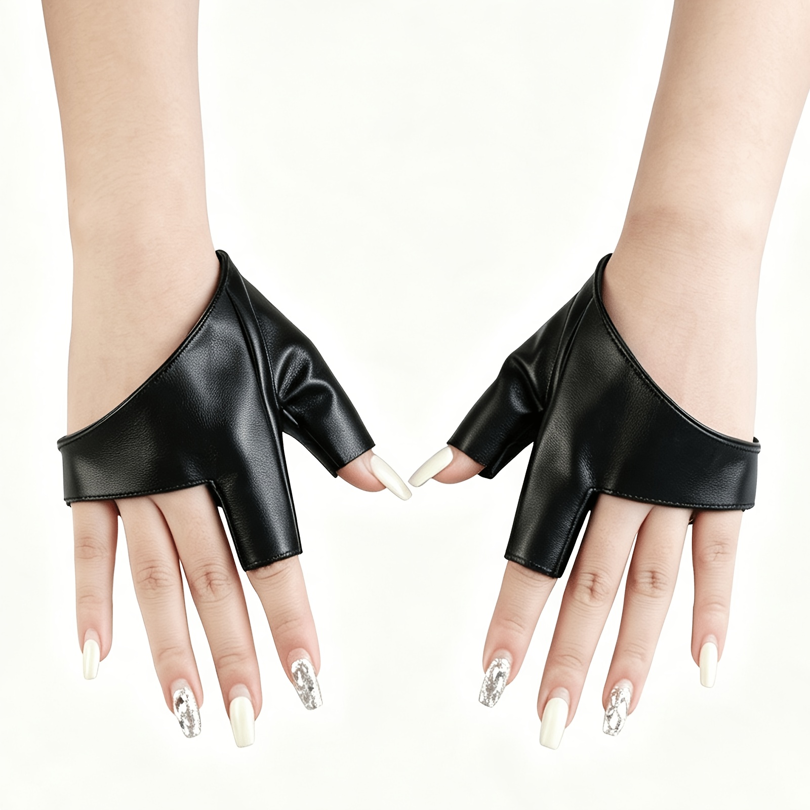 TEMU Performance Gloves Steel Tube Latin Dancer Half Finger Gloves Nightclub Fashion Decoration Gloves Women