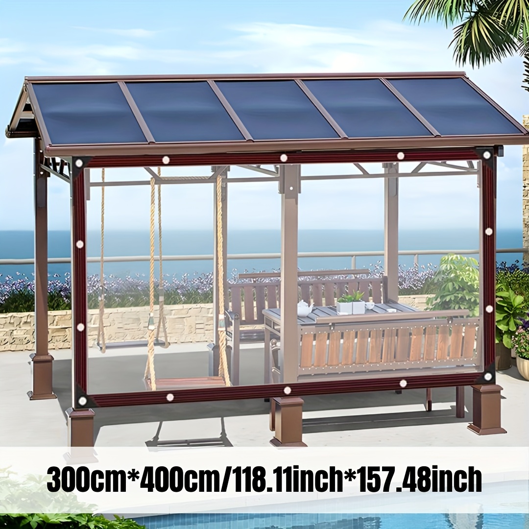 TEMU Bâche transparente épaisse, résistante aux déchirures et au vent, améliorée, mesurant 6,5 x 9,8 pieds, avec trous imperméables. Cette bâche de