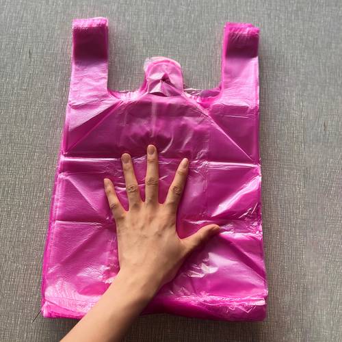 100/200pcs sacs en plastique rose de t-shirt, utilisables sacs de courses, sacs gilets, sacs à , sacs , sacs gilets multifonctionnels à main, un idéal pour les courses, les t-shirts, les centres rciaux, la vente au détail et lusage